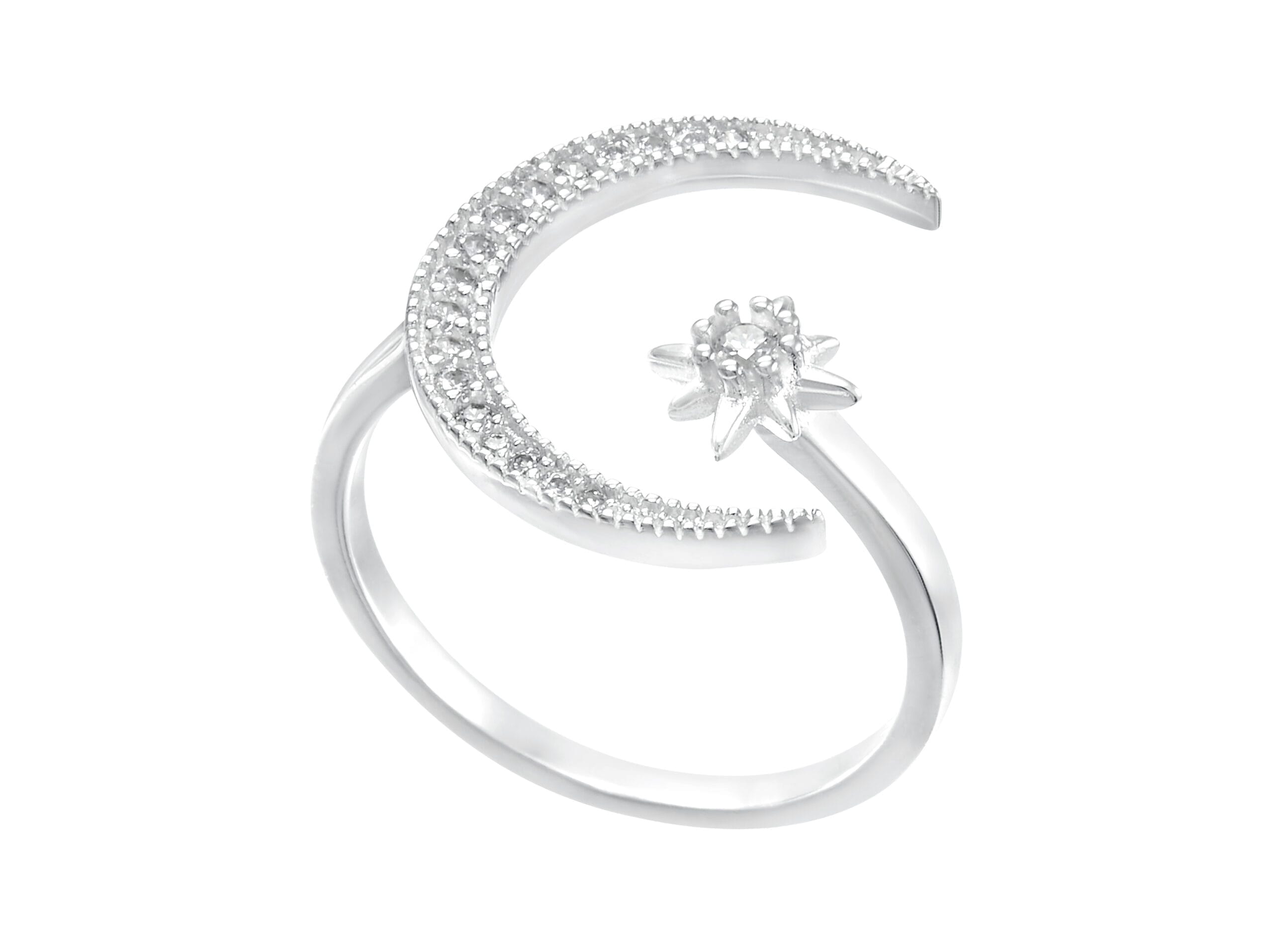 Anillo Luna y Estrella Microzirconias Ajustable