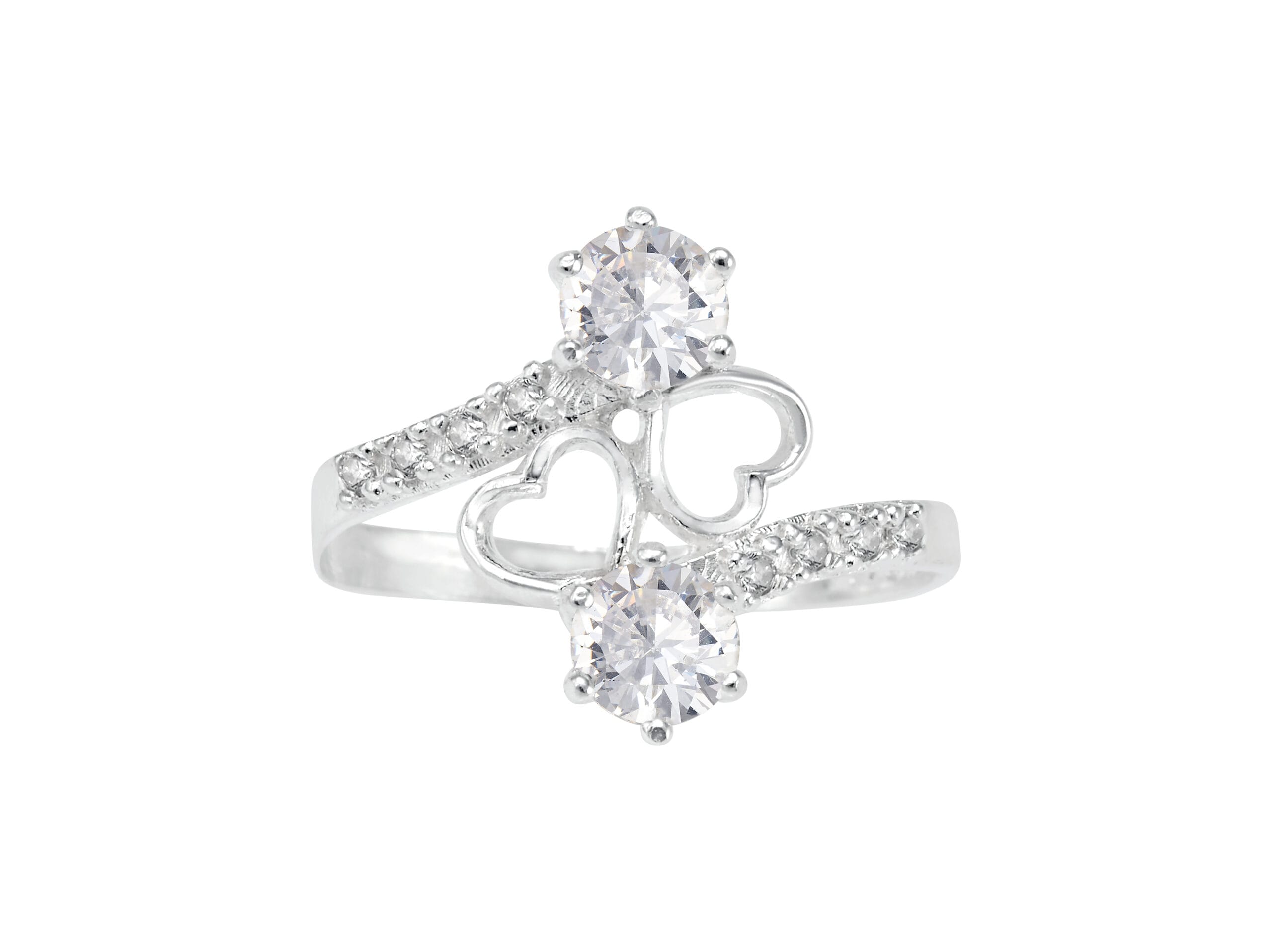 Anillo 2 Corazones y 2 Zirconias