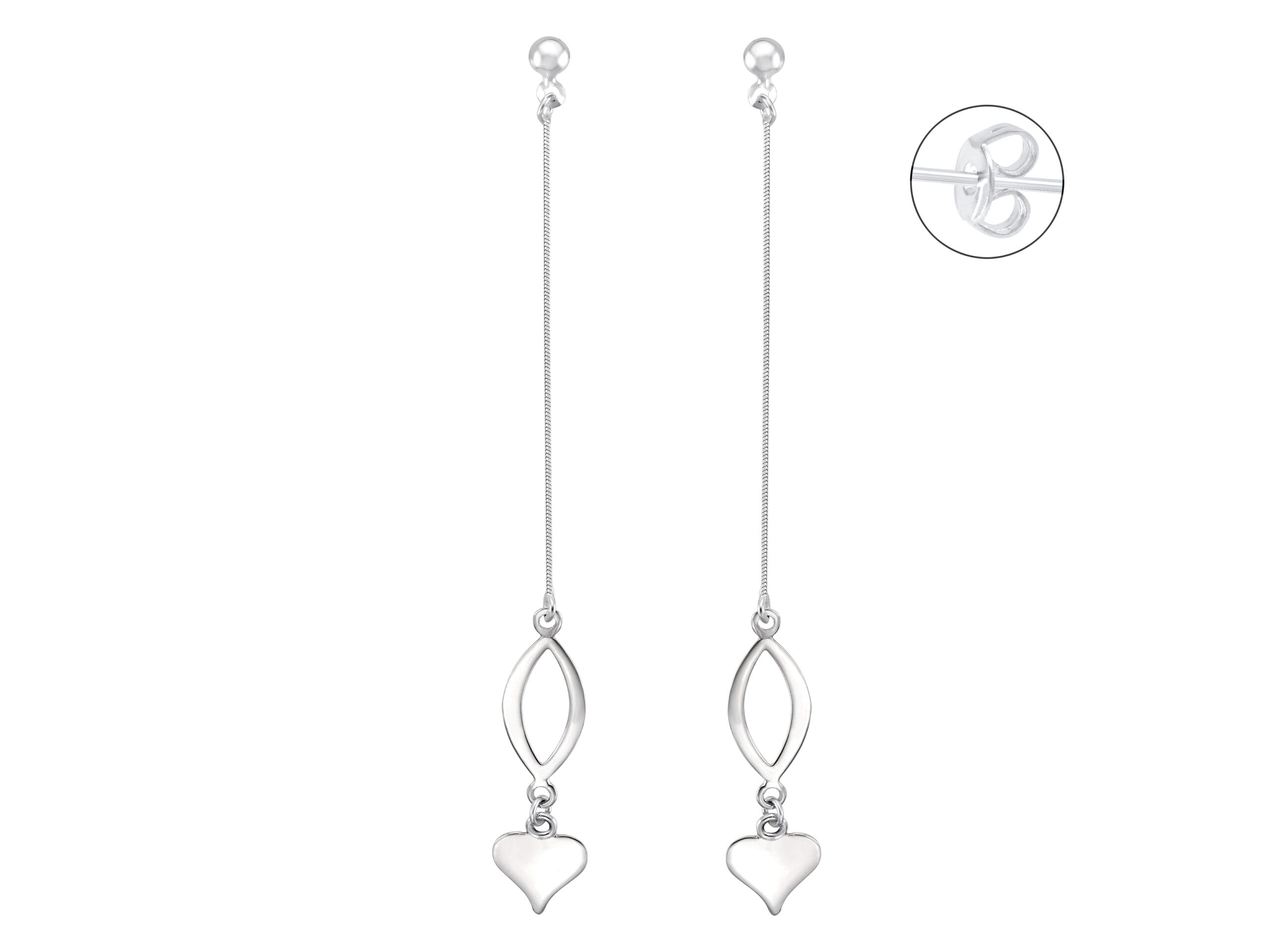 Aretes Semilla y Corazon Liso Colgante