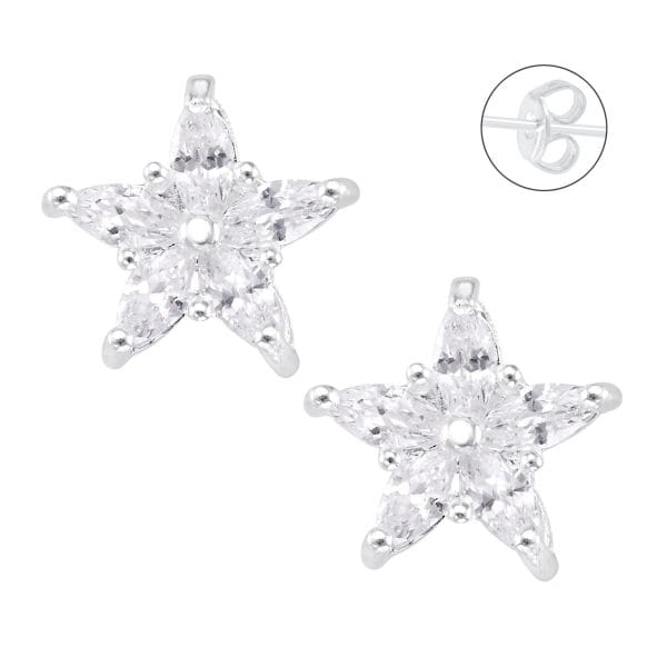 Broquel Flor 5 Zirconias Chica