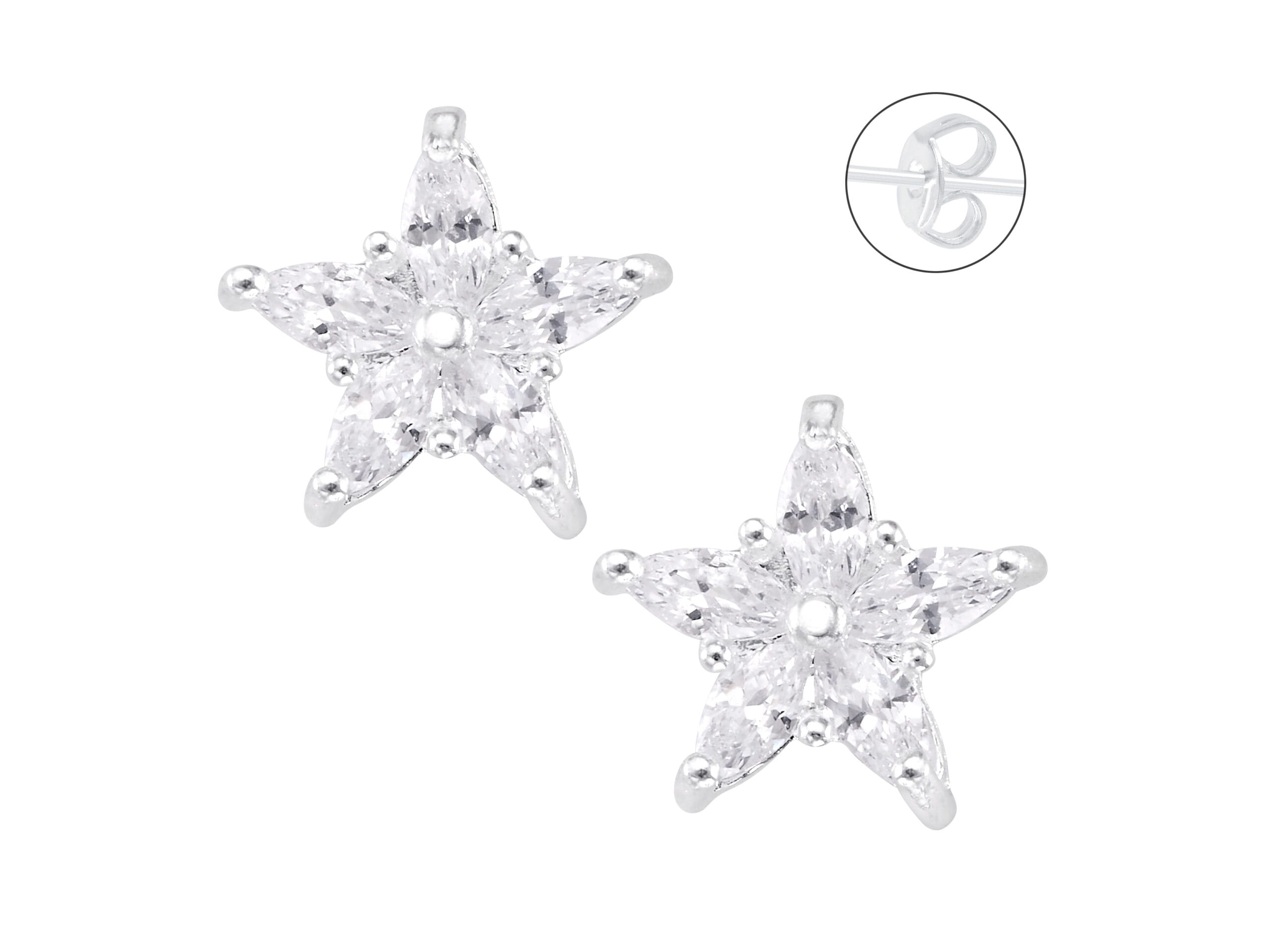 Broquel Flor 5 Zirconias Chica