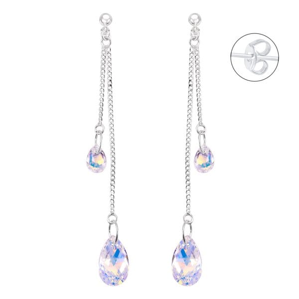 Aretes Doble Gota Swarovksi Blanco