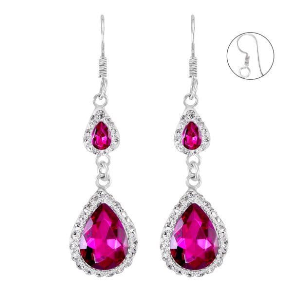 Aretes 2 Gotas Zirconia Morado