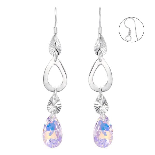 Aretes Gotas Liso y Diamantado Cristal Colgante