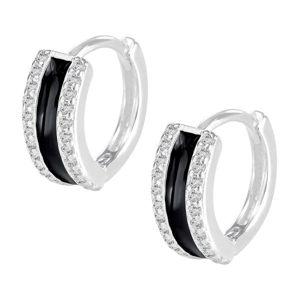 Arracadas Huggies Zirconias y Negro al Centro