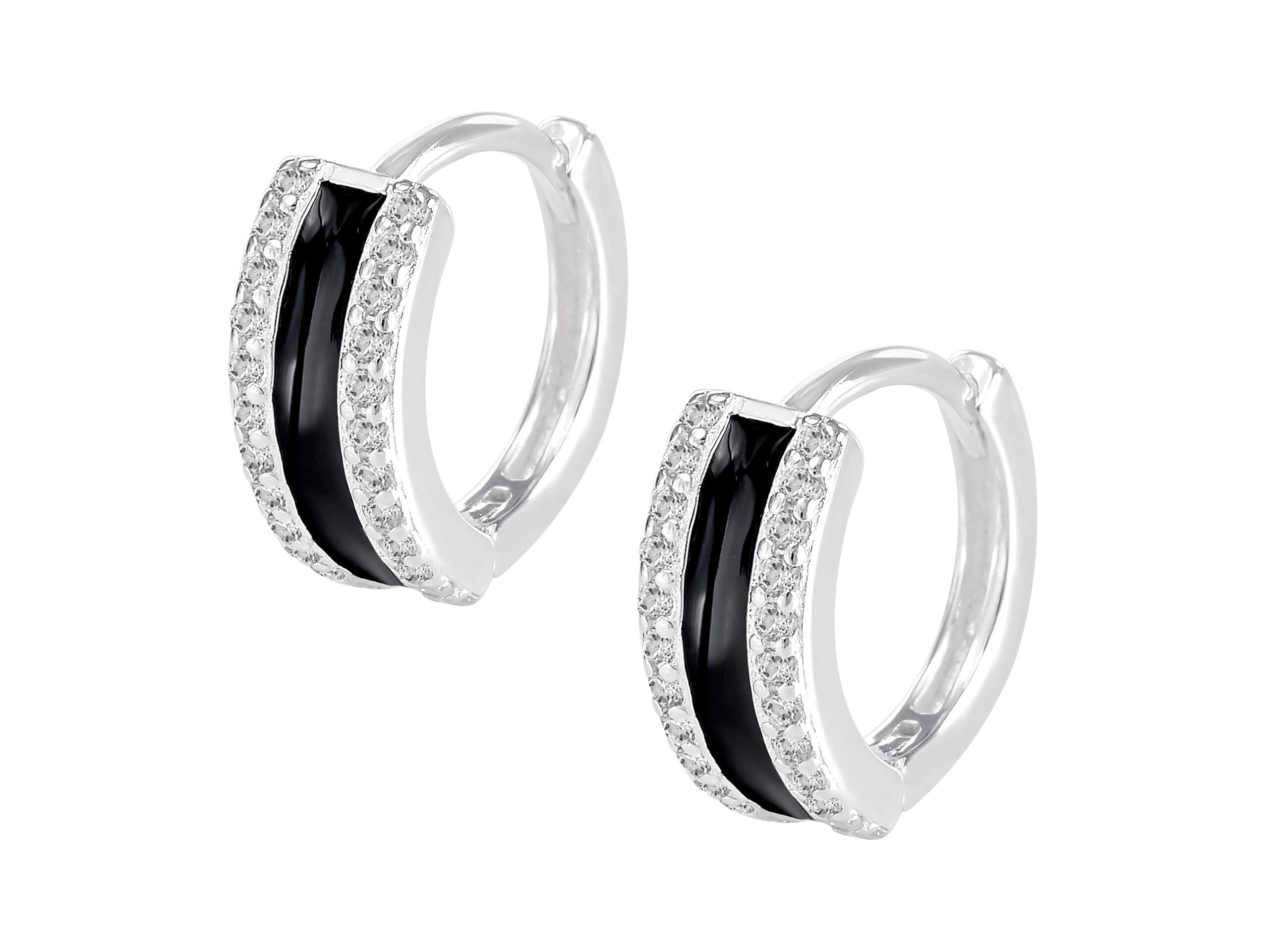 Arracadas Huggies Zirconias y Negro al Centro
