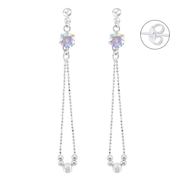 Aretes Bolitas Lisas Diamantadas Zirconia Tornasol