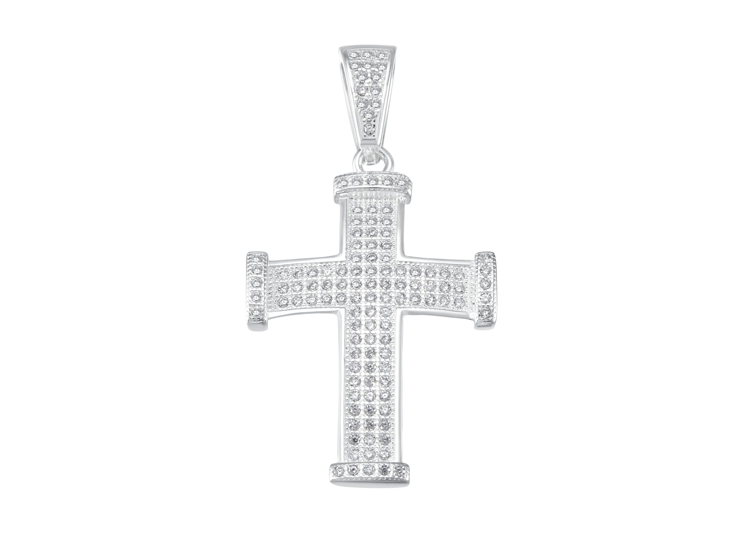 Dije Cruz Con Microzirconias Blancos 4 cm