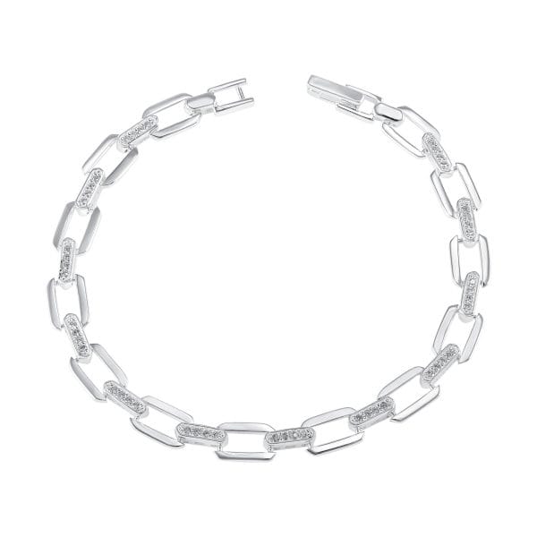 Brazalete Eslabones Zirconias Blanco