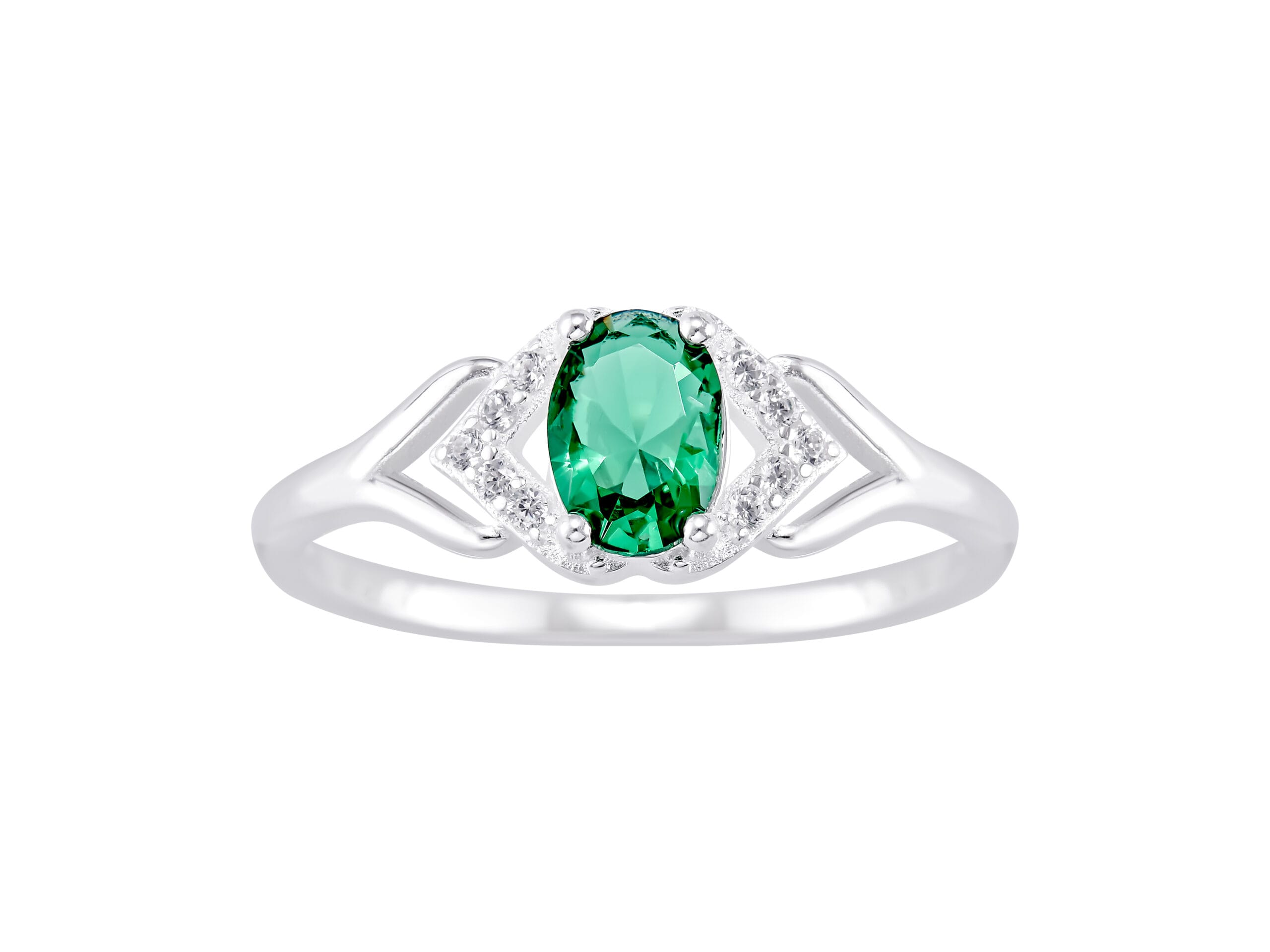 Anillo Ovalo Beso Zirconia Esmeralda
