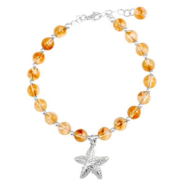 Pulsera Citrino y Estrella de Mar Colgante