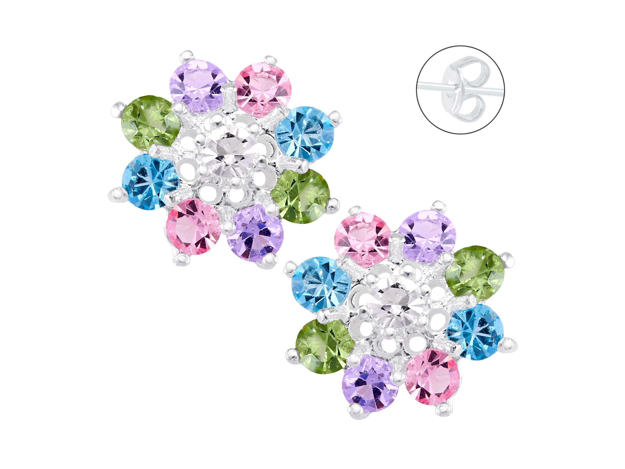 Broquel Flor Zirconias Multicolor
