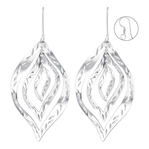 Aretes Triple Hojas Diamantadas