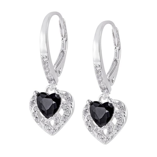 Aretes Corazon Zirconia Negra
