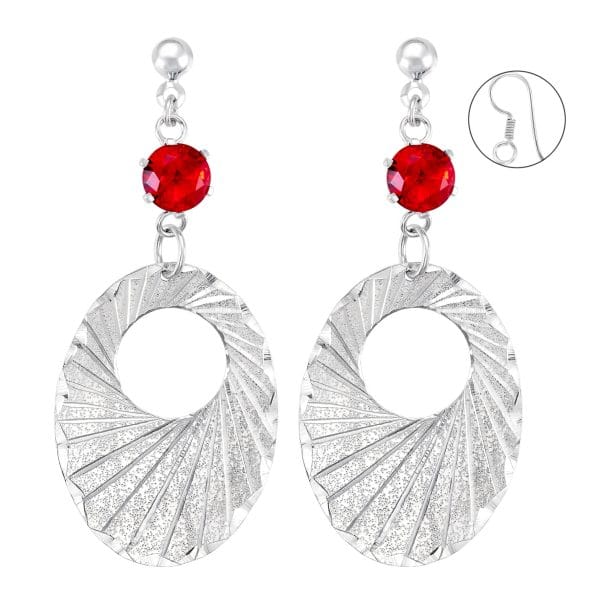 Aretes Gotas Diamantadas Zirconia Roja