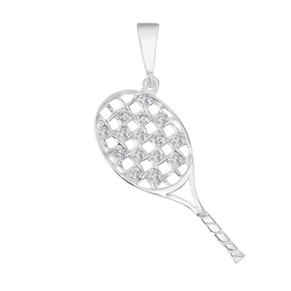 Dije Raqueta y Zirconias Blancas