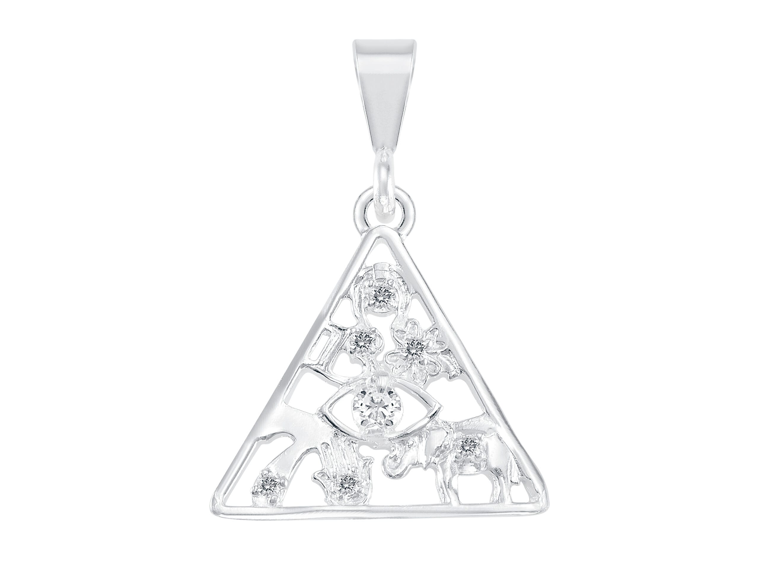 Dije Triangulo de la Suerte Zirconias Blanco