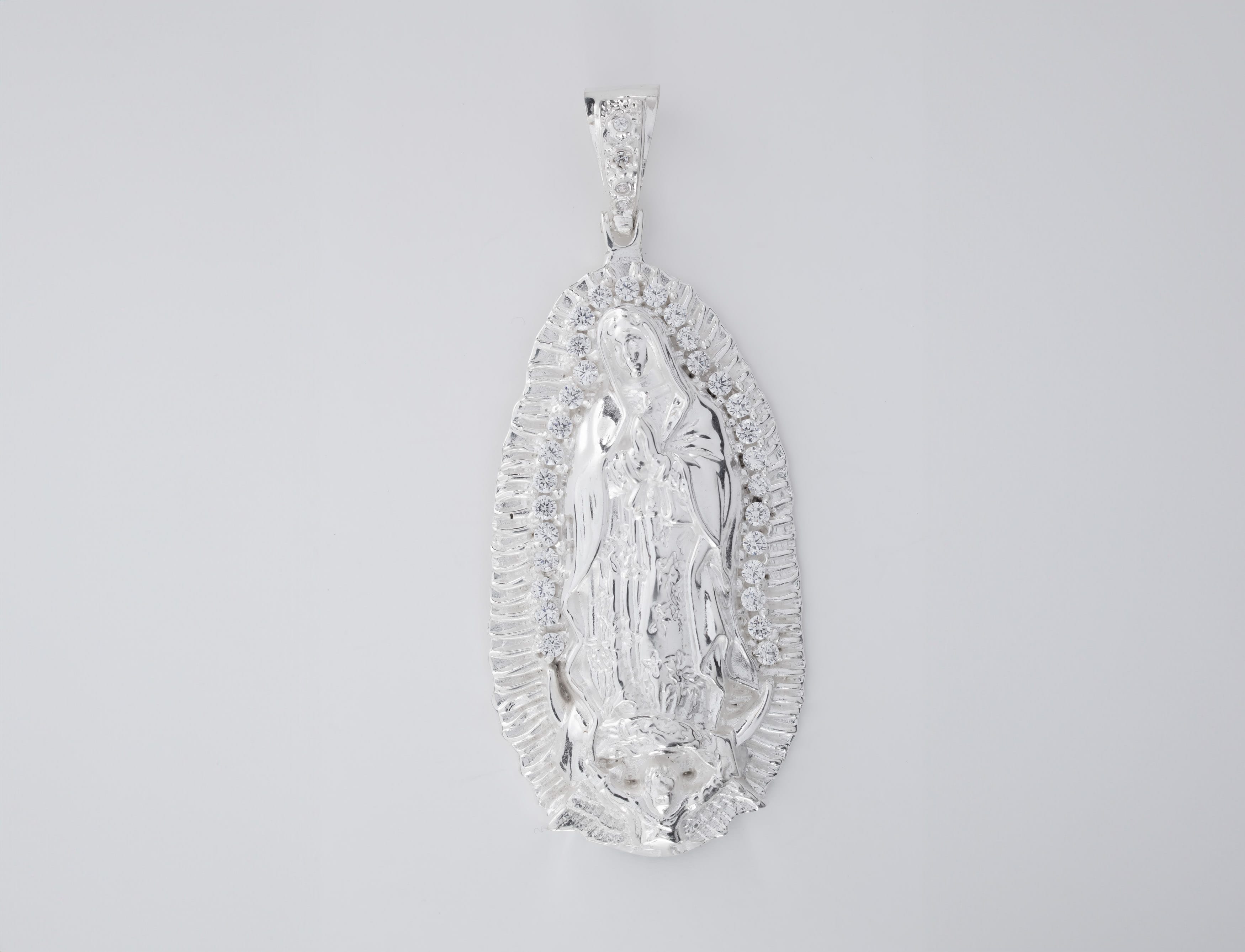 Dije Virgen de Guadalupe XL Zirconias Blanco - Imagen 2
