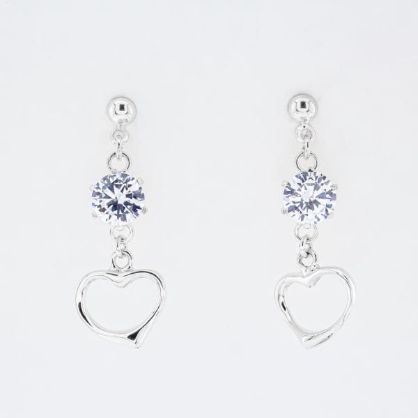 Aretes Corazon Zirconia Blanco