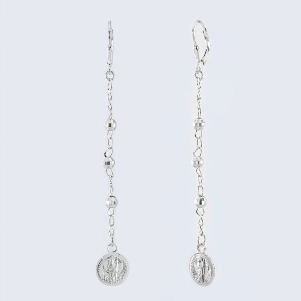 Aretes Cadena San Judas y Bolas Facetadas