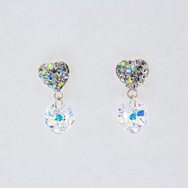 Aretes Corazón y Cristal