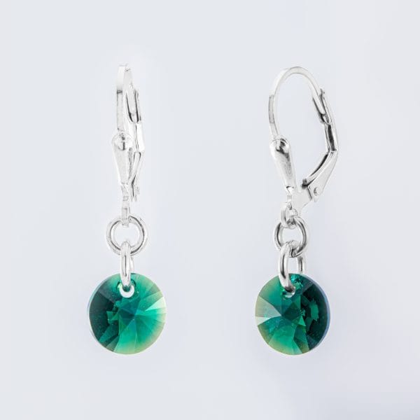 Aretes Circulo Cristal Circulo Azul/Verde