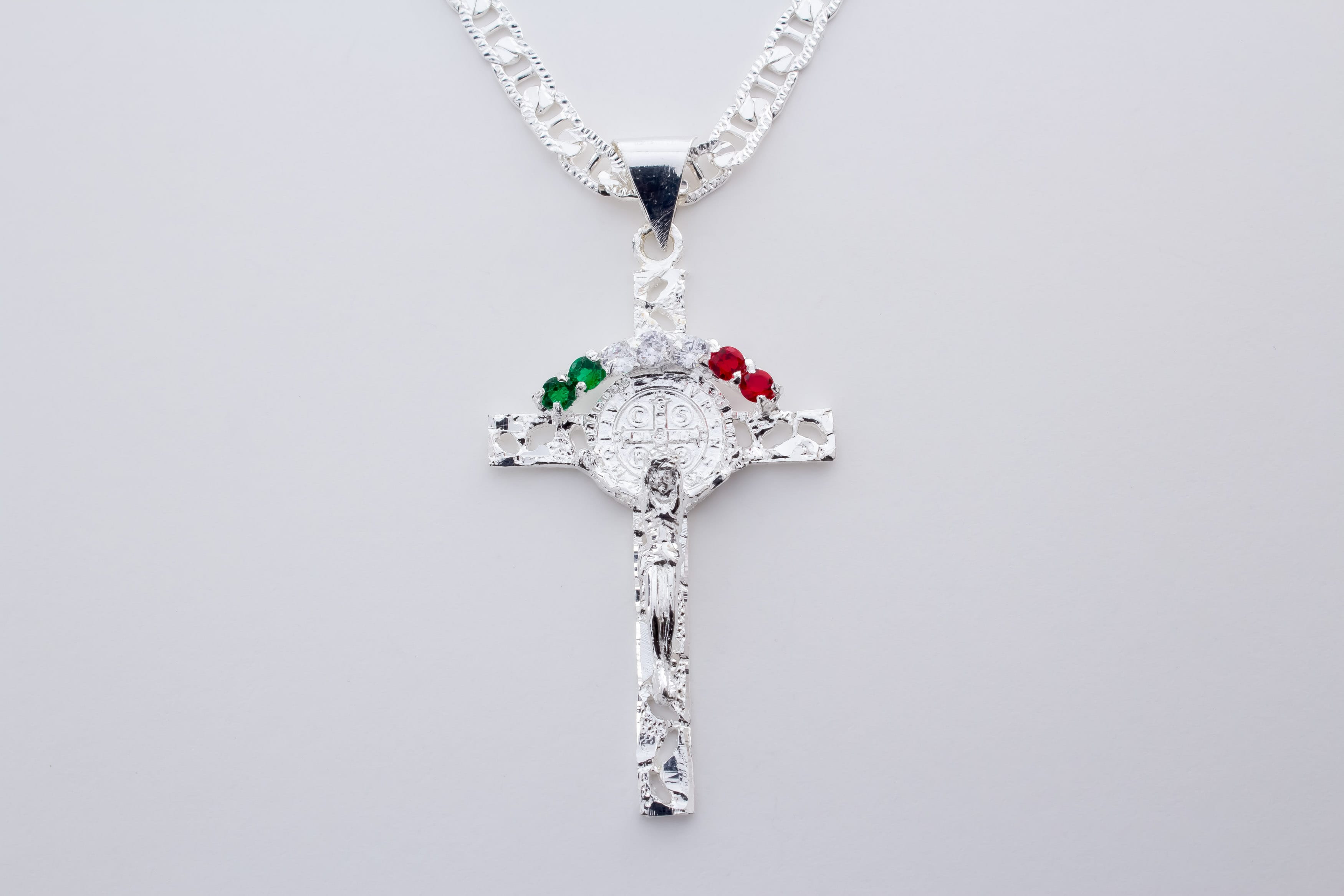 Dije Cruz San Benito Zirconias Multicolor - Imagen 4