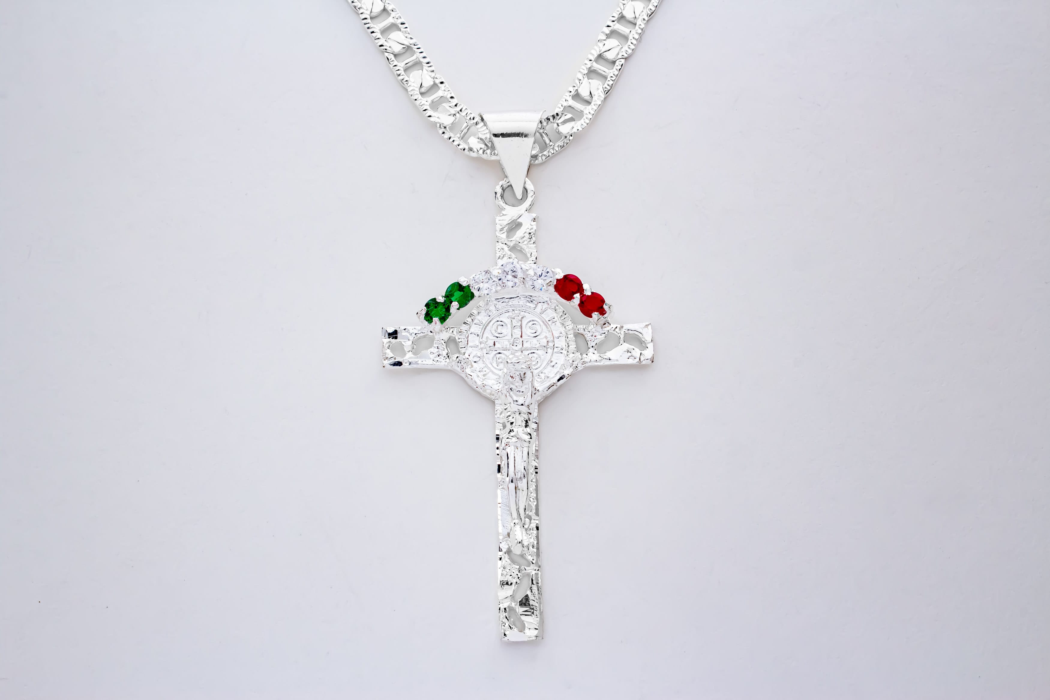 Dije Cruz San Benito Zirconias Multicolor - Imagen 3