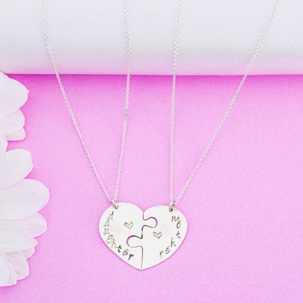 Set Gargantilla Corazon Rompe Cabeza Mother and Daughter Lisos