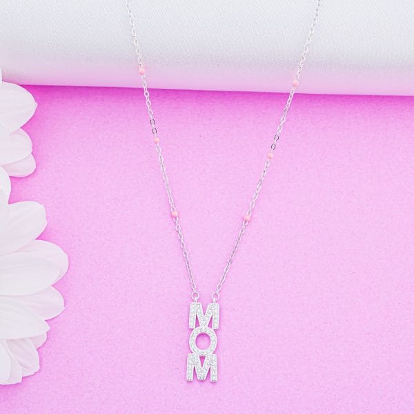 Gargantilla Mom Microzirconias Blanco y Chaquiras Rosas