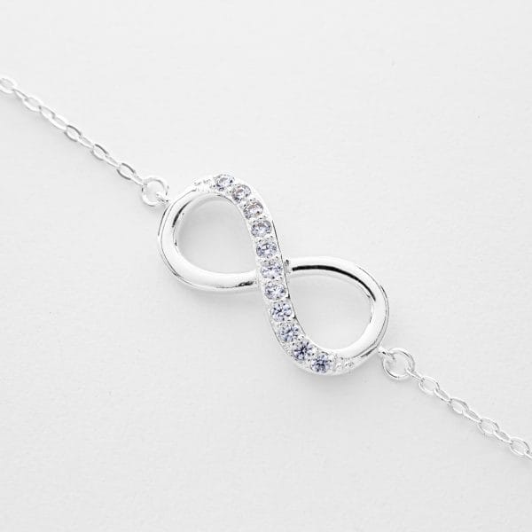 Pulsera Infinito Microzirconias y Zirconia Blanca