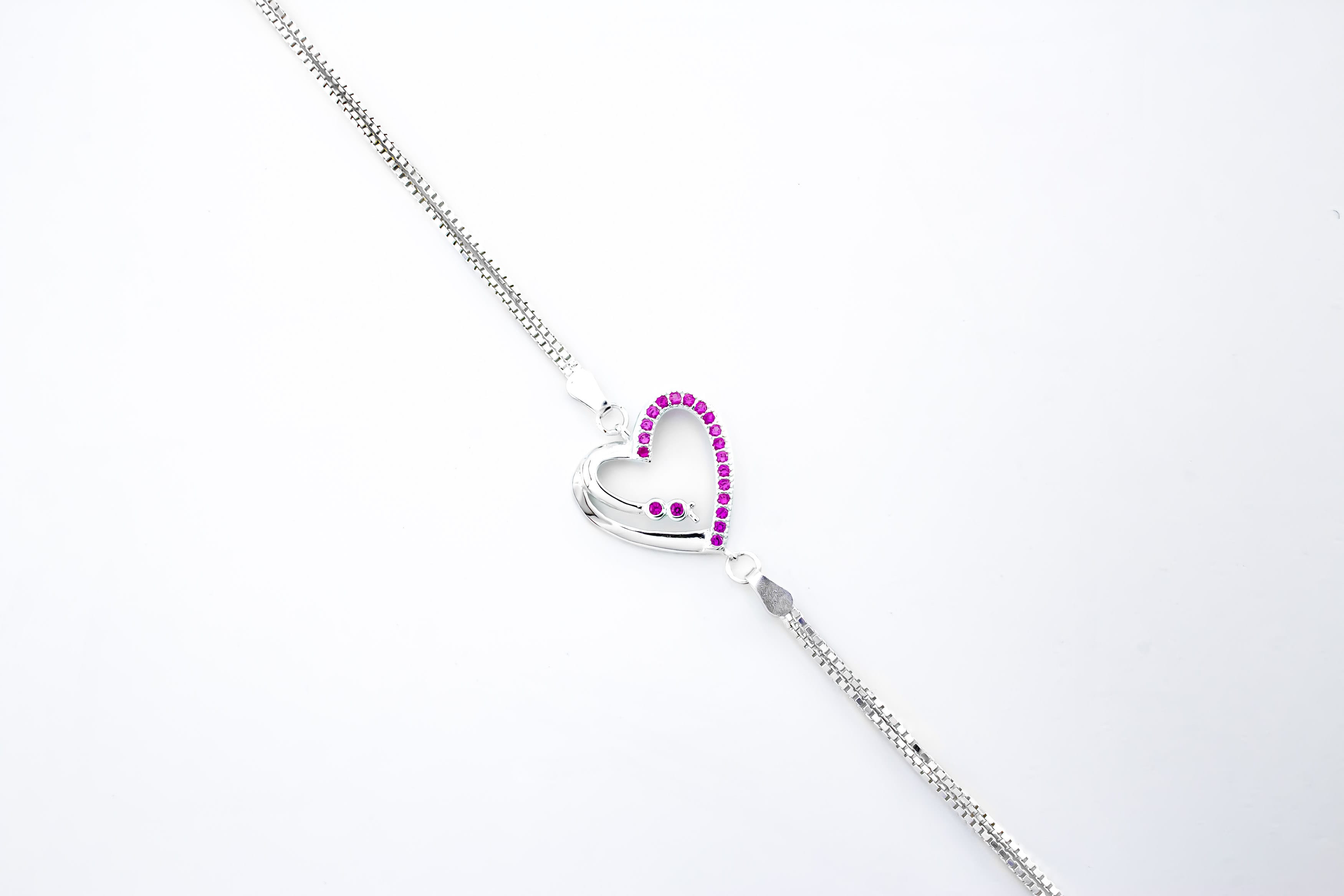 Pulsera Corazon Microzirconia Rosas - Imagen 2