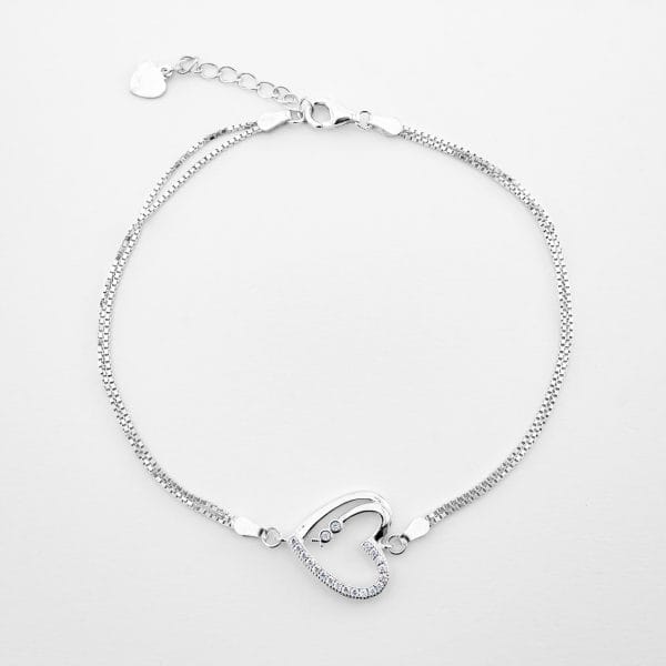 Pulsera Corazon Microzirconia Blancas