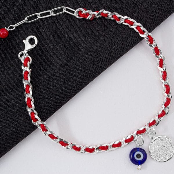 Pulsera Barbada, Hilo Rojo, Ojito y San Benito