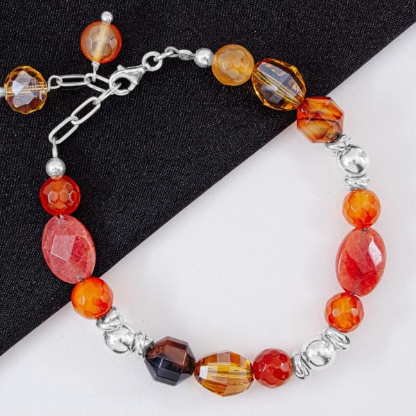 Pulsera Cornalina y Jade Naranja Piedras Naturales