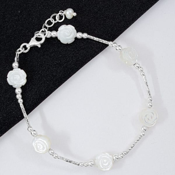 Pulsera Perla Natural Rosa y Tubos