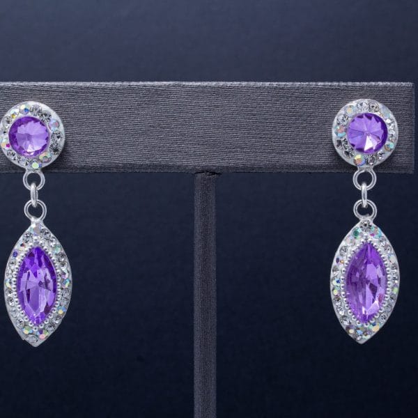 Aretes Circulo y Semilla Zirconia Morada