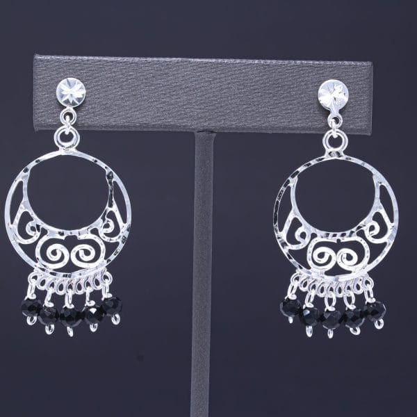 Aretes Circulo Filigrana Negro