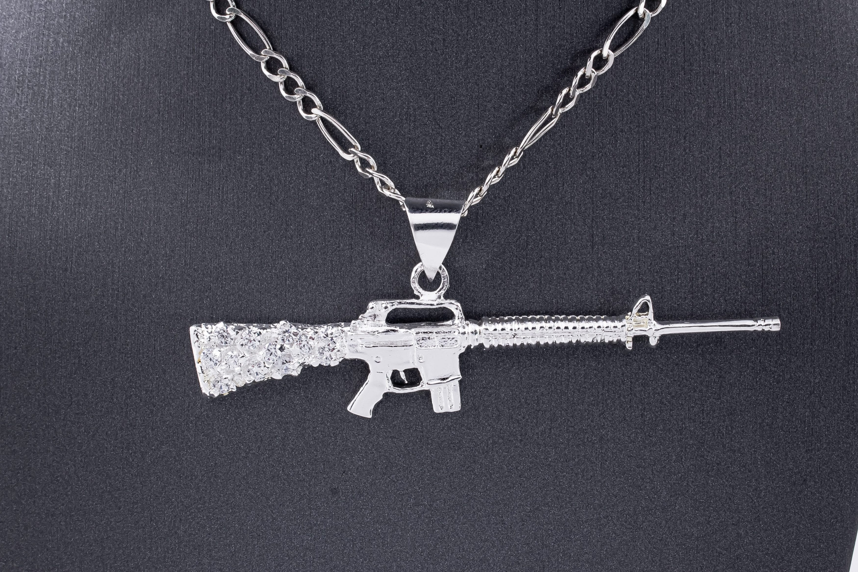 Dije Arma Larga Zirconias Blancas - Imagen 2