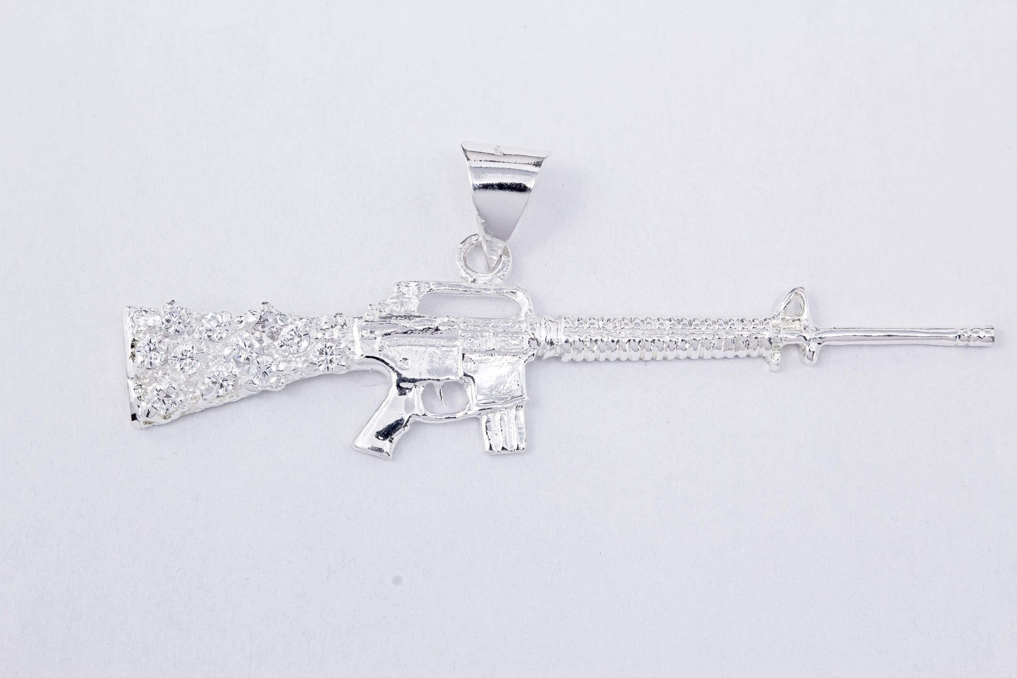 Dije Arma Larga Zirconias Blancas - Imagen 3
