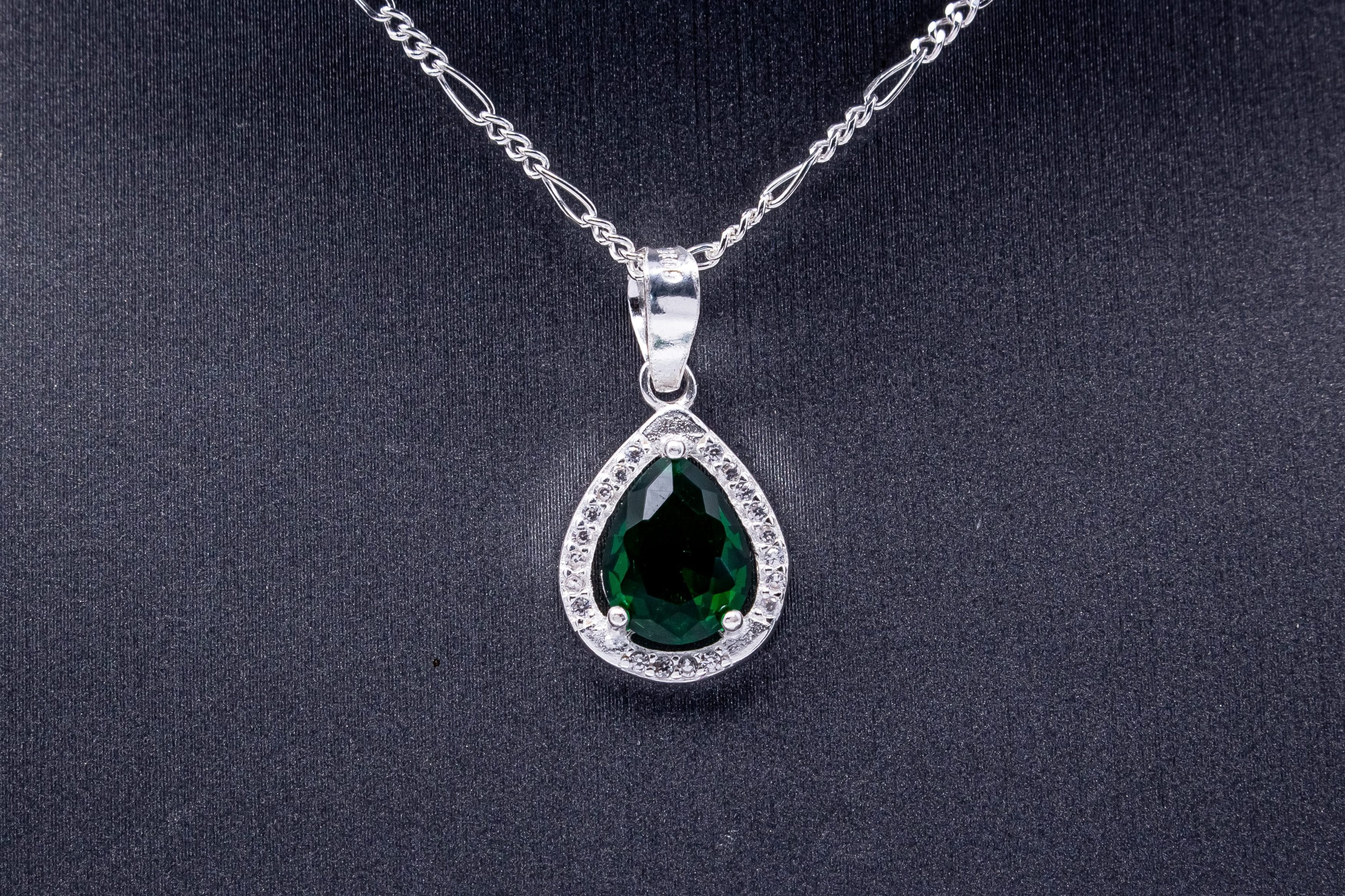 Dije Gota Zirconia Verde y Blanca - Imagen 2