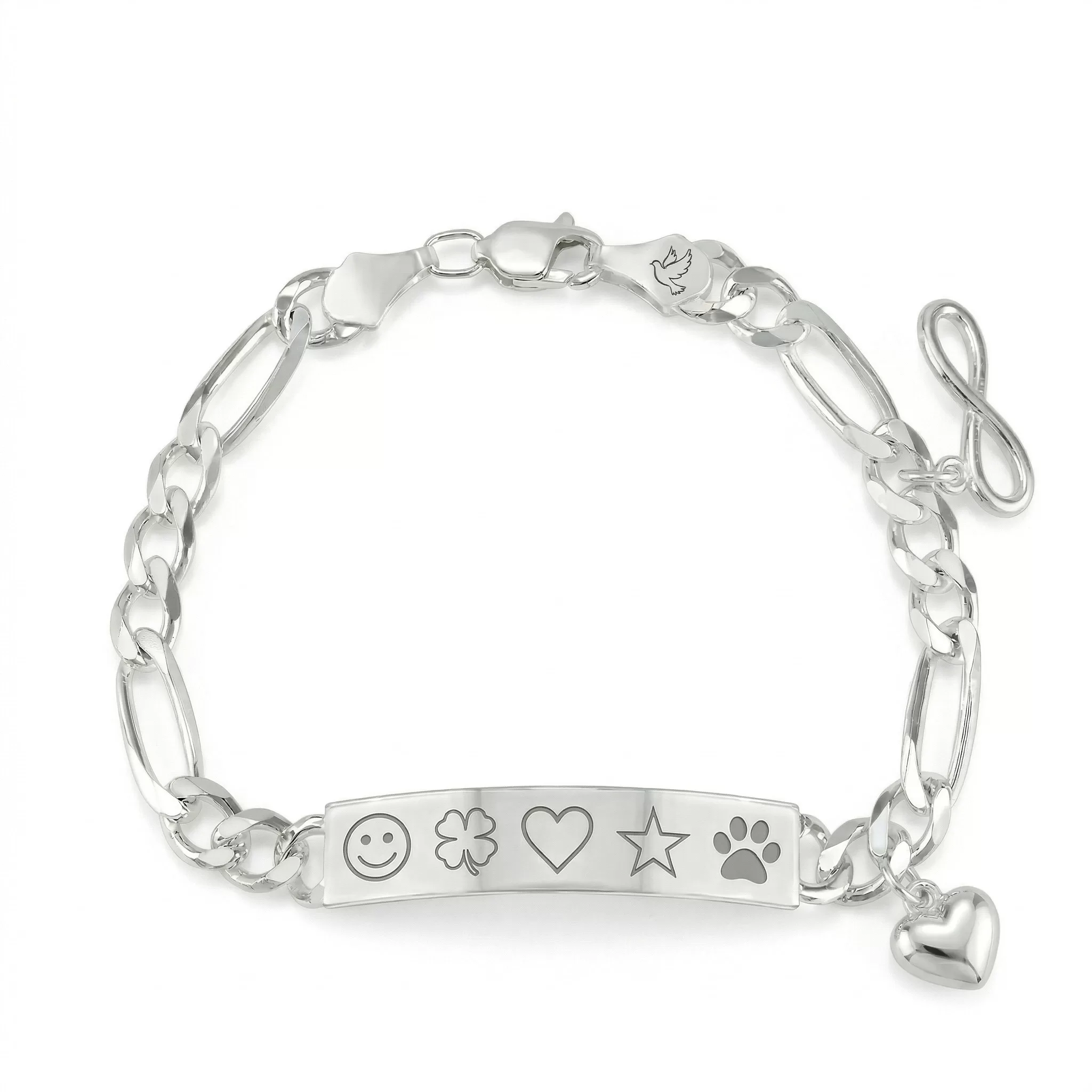 Pulsera de plata con forma de corazón