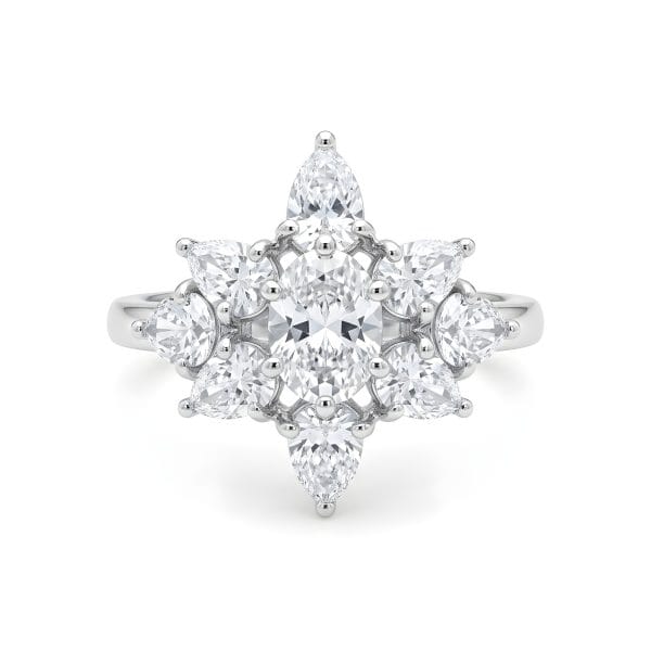 Anillo Flor Zirconia Blanca Grande
