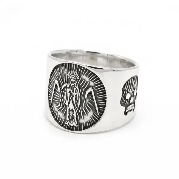 Anillo Ancho Oxidado Santa