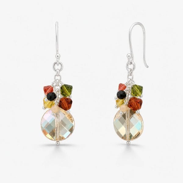 Aretes Swarovski Peach y Rombos Multicolor
