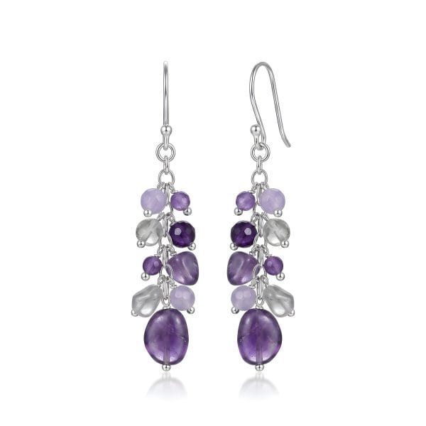 Aretes Piedras Naturales, Amatista, y Cuarzo Rosa