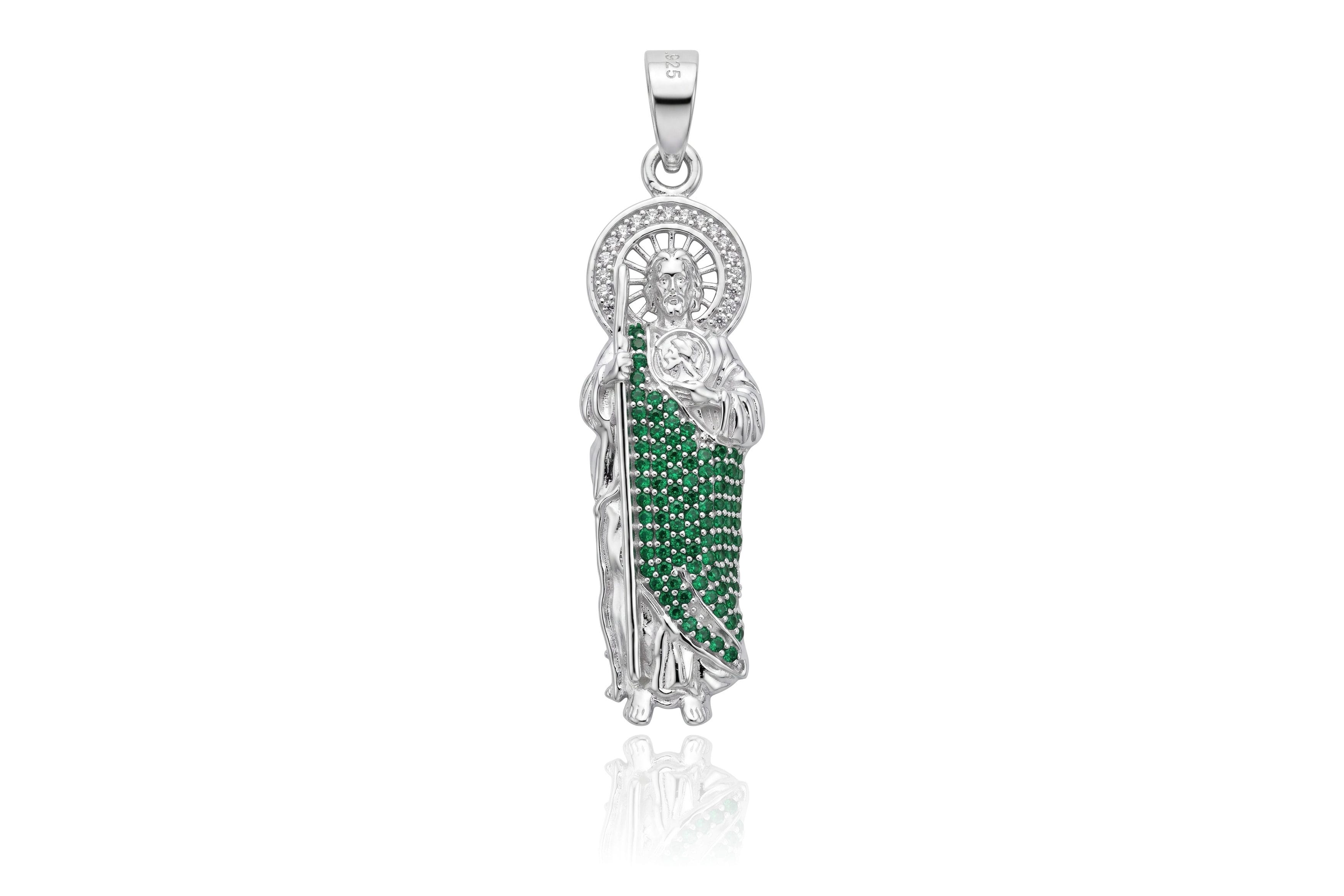 Dije San Judas Zirconias Verde