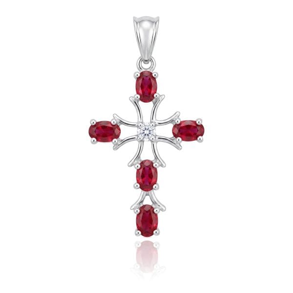 Dije Cruz Zirconias Roja y Blanca al Centro