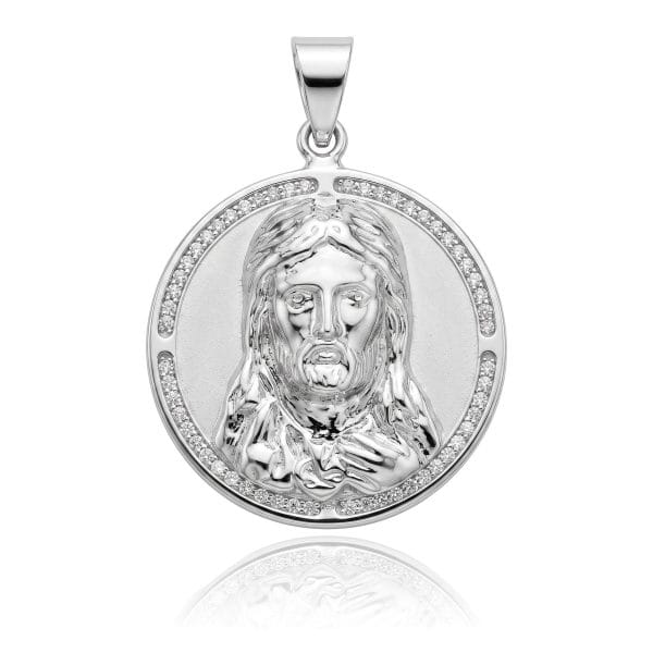 Dije Medalla Rostro Jesus Zirconias al Contorno