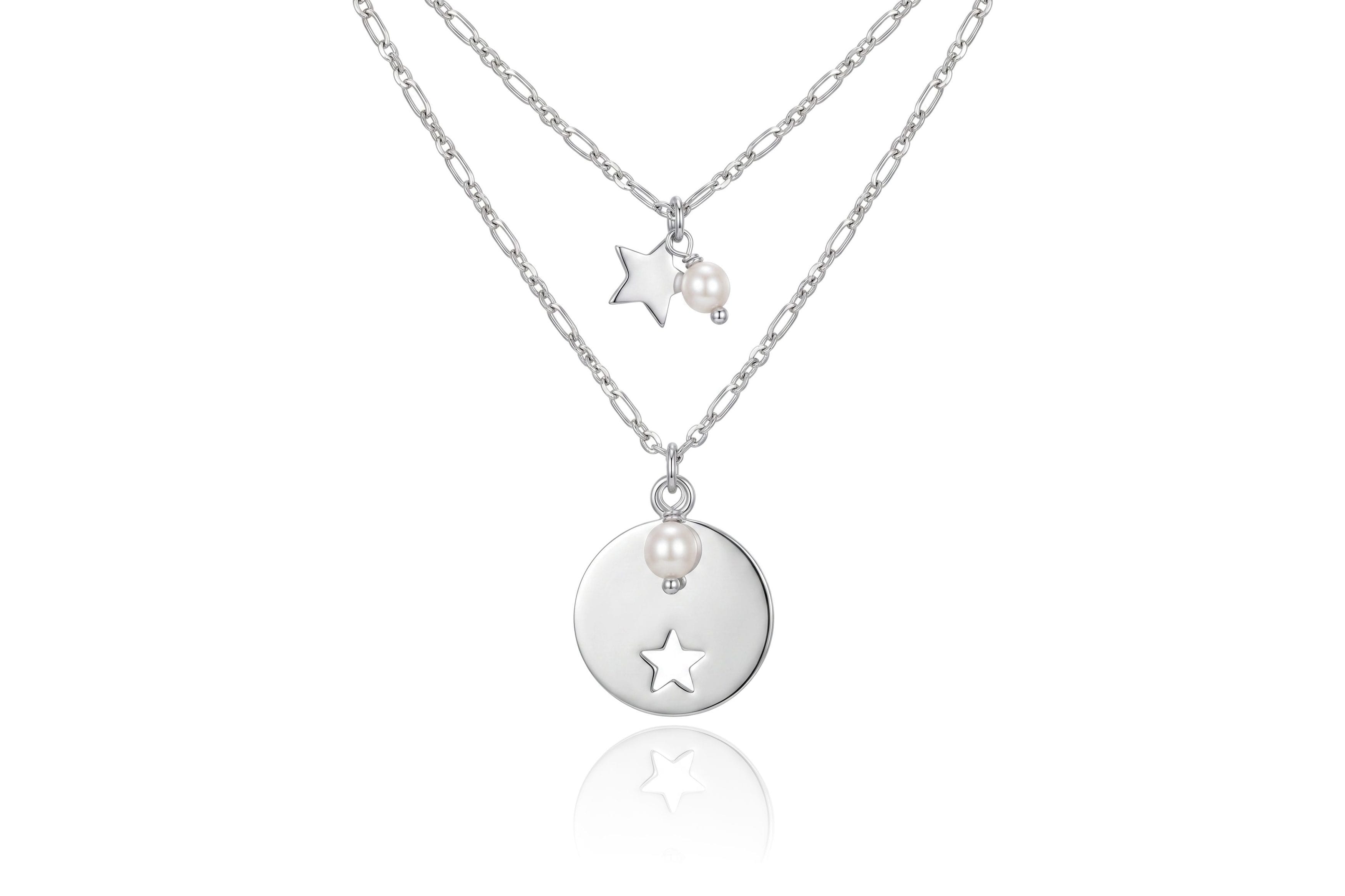 Set Gargantilla Circulo Estrella y Perla de Plata .925
